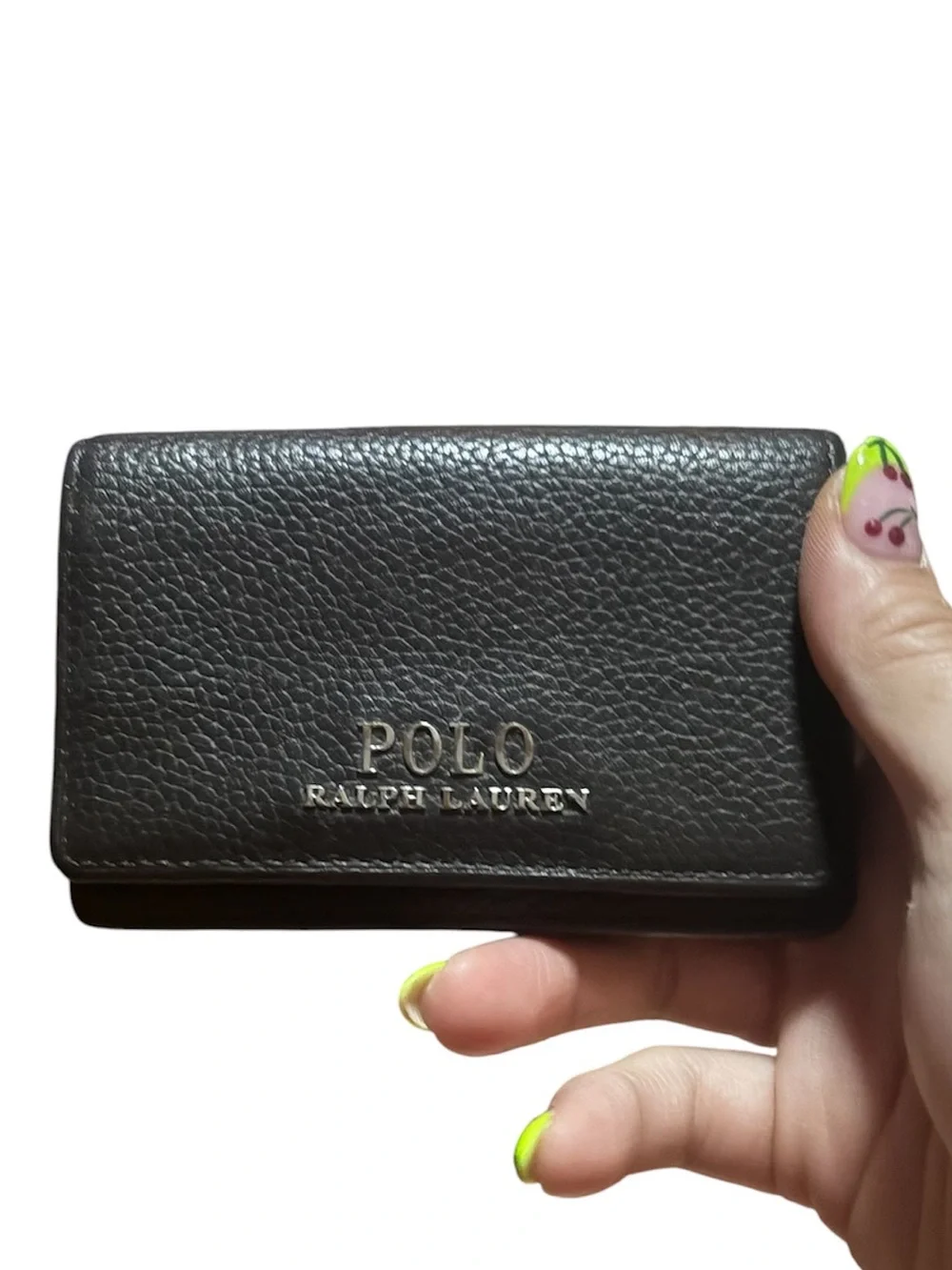 Polo by Ralph Lauren Dark Brown Pebbled Leather Card & Key Holder